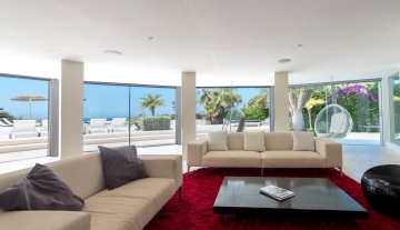 Resa Estates modern villa for sale te koop Cala Tarida Ibiza living room interior.jpg